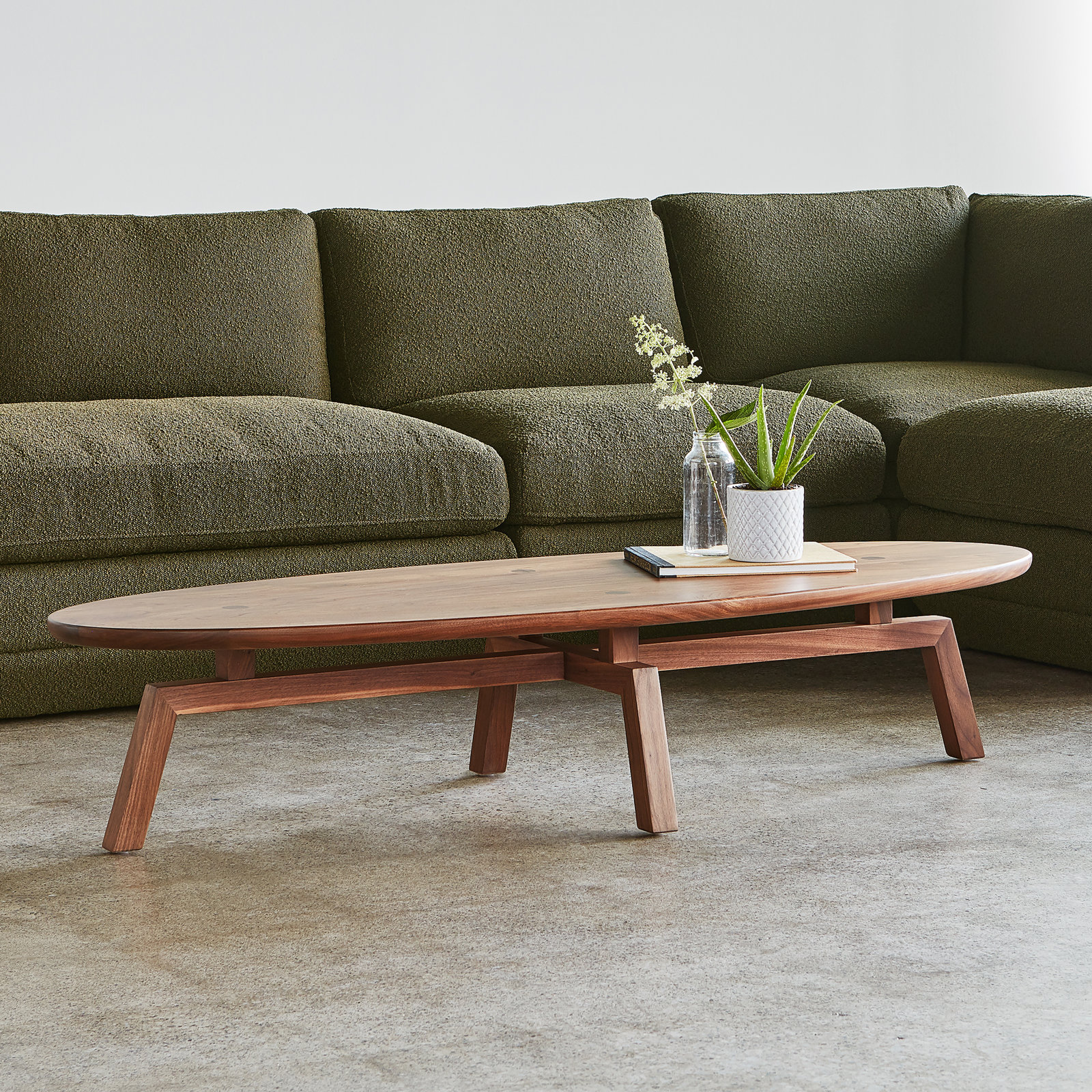 Gus* Modern Solana 59" Walnut Coffee Table, Walnut