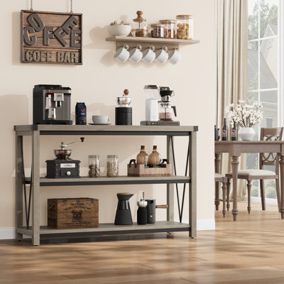 Entryway Table With Storage in Gray - 47.2-Inch Console Table with 3-Tier Shelves for Living Room, Hallway or Entry Area