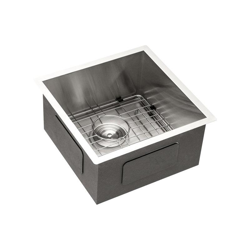 Évier encastré à simple cuve de 13 pouces - Acier inoxydable 304, et lavable, drain en forme de X, avec support de séchage et guide d'installation, jauge 18, surface, drain pour un nettoyage facile.