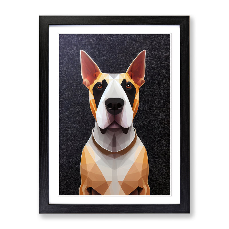 Catawissa English Bull Terrier Polygon - Picture Frame Print, 64cm H x 46cm W x 2cm D, Black