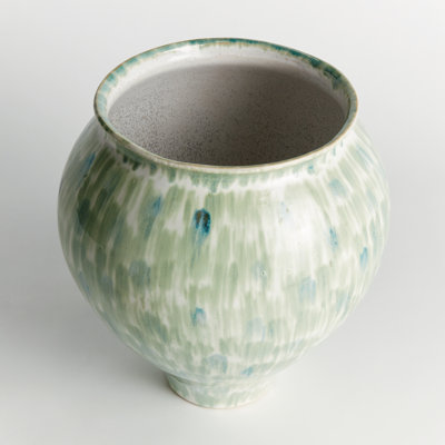 Stonecast High-Fired Stoneware Hand-Painted Grande Vase Large in Green/Blue