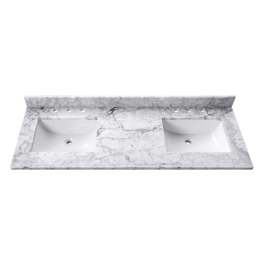 73'' Marble Double Bathroom Vanity Top with Sink Avanity