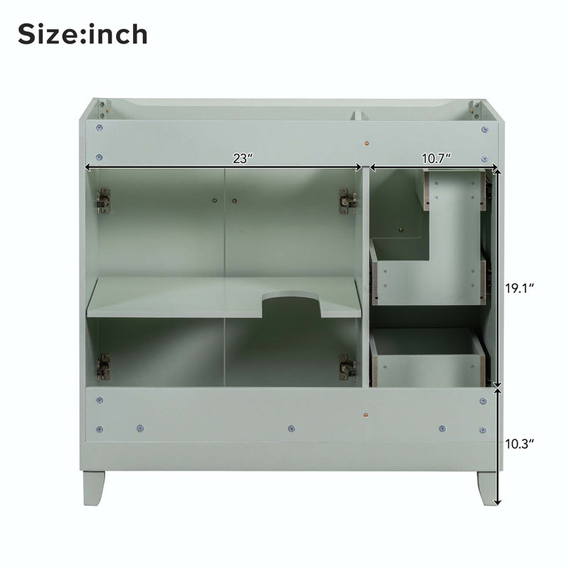 Base de meuble-lavabo simple Rosmely 35,43 po, Vert