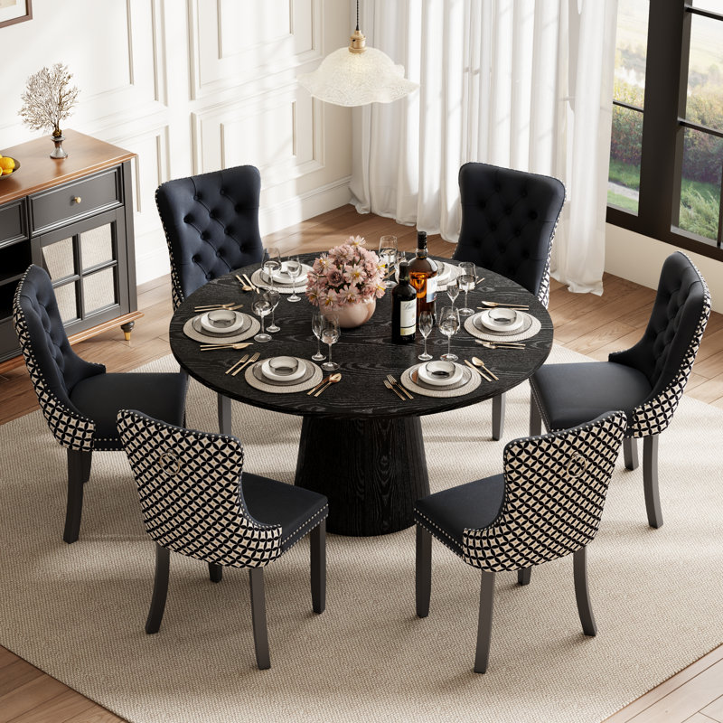 Ensemble de table de salle à manger ronde avec 4 chaises capitonnées rembourrées, ensemble de table de salle à manger de style Mid-Century pour coin-repas de cuisine