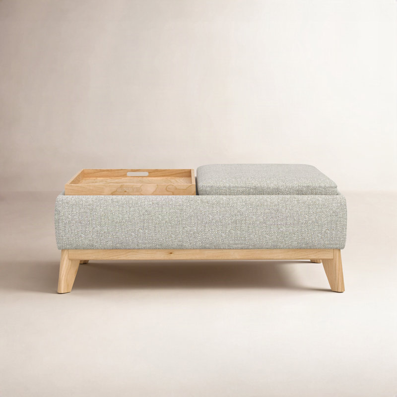 Repose-pieds de rangement avec coussins réversibles Rudi, Gris