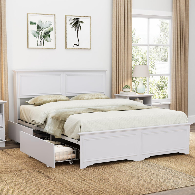 Grand lit classique avec rangement Classic, Blanc