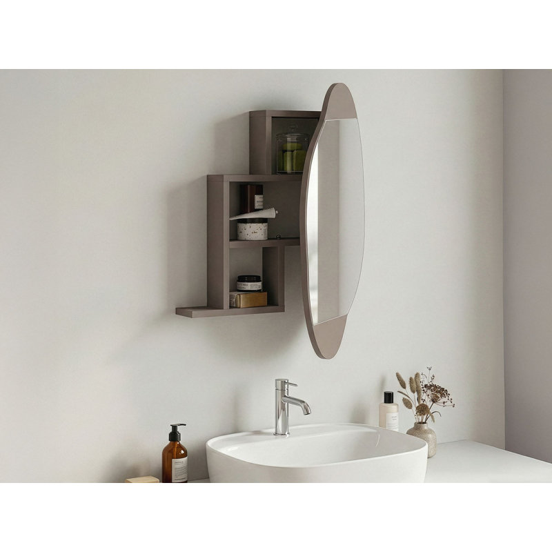 Elegant Bathroom Cabinet, Light Mocha, 23.6 x 29.5 x 5.1 inches | 100% Melamine Coated Particle Board, Thickness: 0.7 inches | Soft-Close Hinges, Wall Mounting with Hidden Connector | Stylish Storage Solution for Modern Spaces