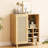 34 Inch Sideboard With Wine , Home Living Room Buffet, One Enclosed And Two Open Shelves, - Front Door, Ideal For Kitchen Use Bar Cabinet, Home, 6 Space, Design, Long Lasting Suitable Various Rooms-1104766723
