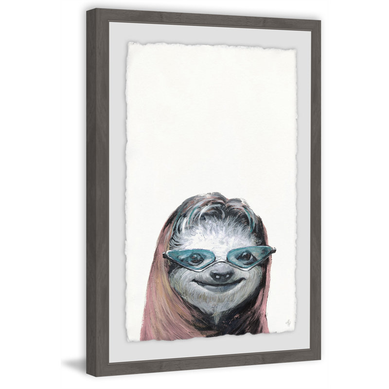 Nerdy Sloth III - Single Picture Frame Painting, 91cm H x 61cm W
