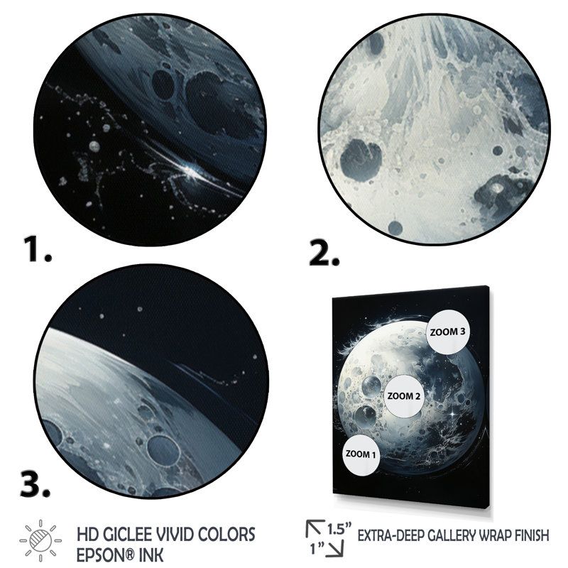 Décoration murale lune bleue - lune, Cadre photo noir, H 20 po x l 12 po x P 1 po