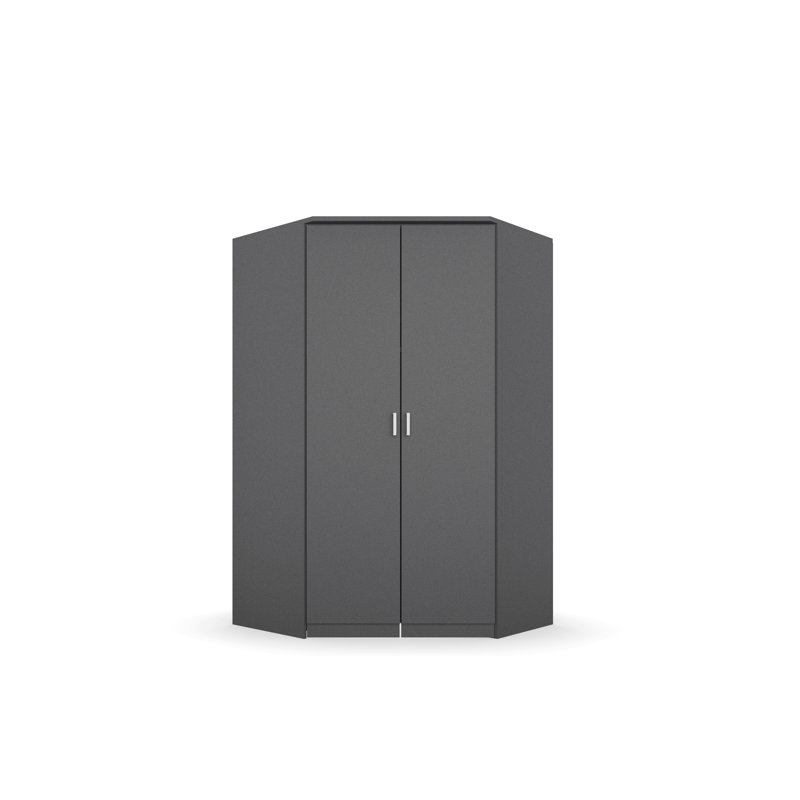 Cupboard Wardrobe Doors Corner BREMEN 2 doors, Metallic Grey, Basic: 8 shelves, 1 clothes rail