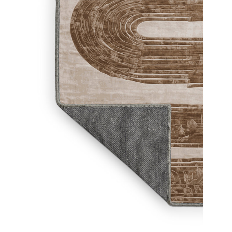 Tapis gris soyeux et moelleux, Rond 4 pi