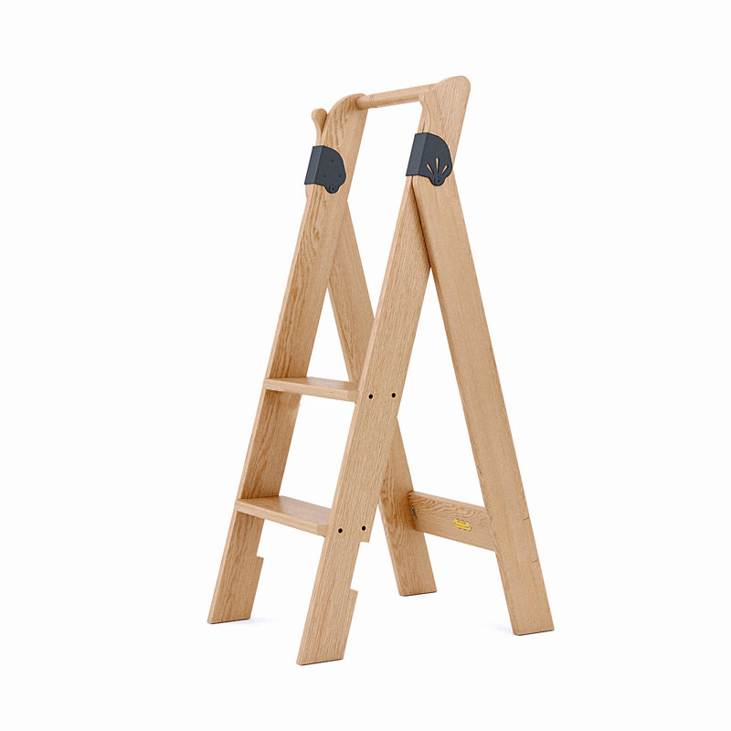 Escabeau en bois à 2 marches 43-1 / 2 "avec capacité de charge de 250 lb., Chêne rouge / noir