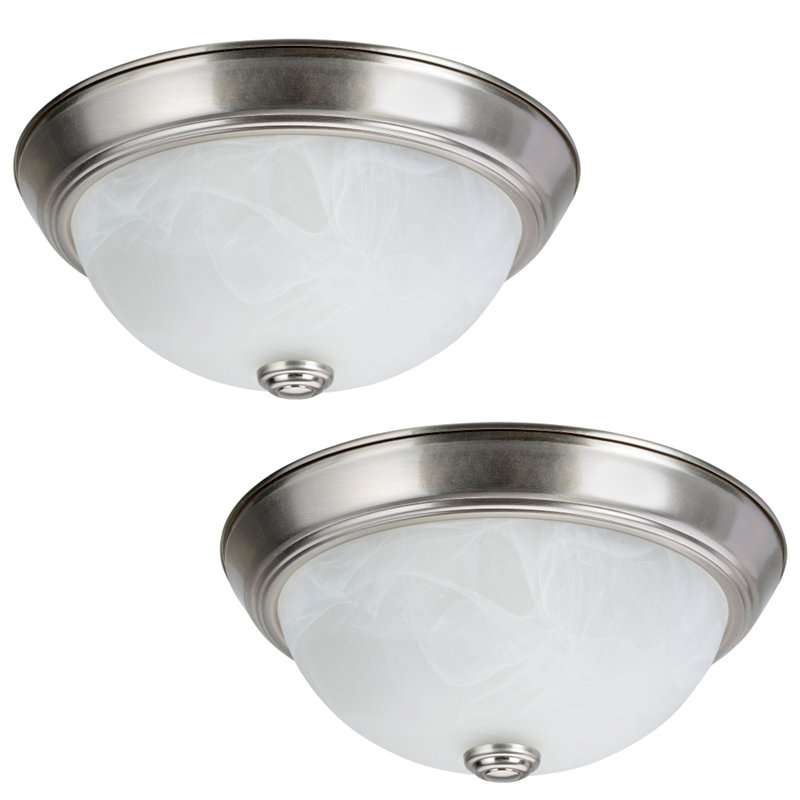 Siyad Glass Flush Mount, Brushed Nickel, 4.5" H x 13" W x 13" D