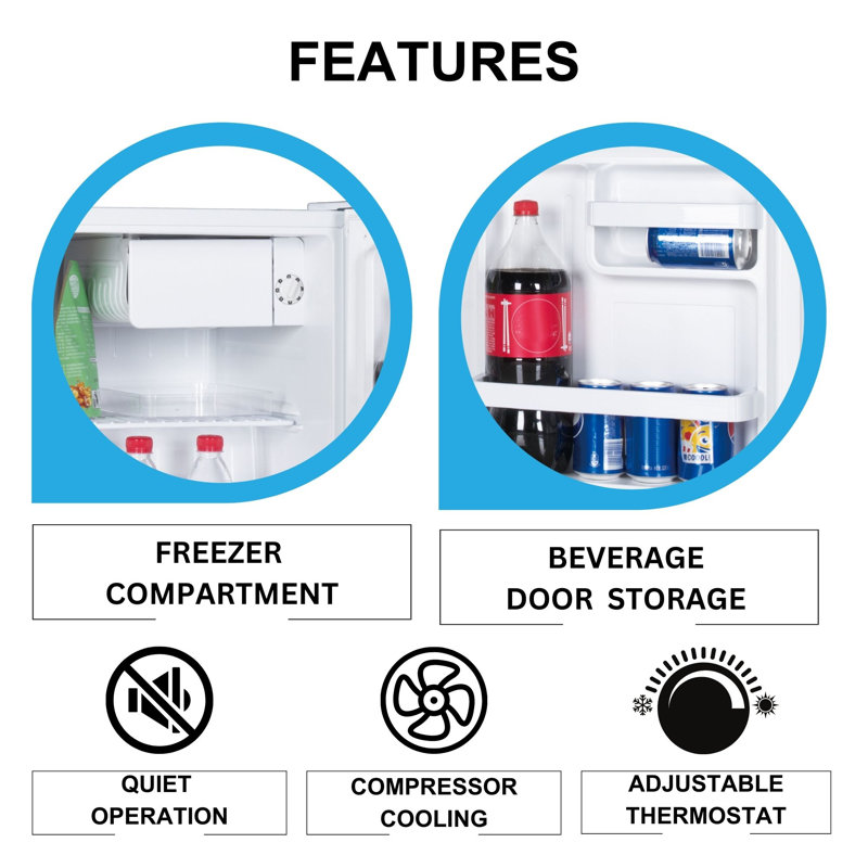 Koolatron 1.7 cu ft Compact Fridge with Freezer (47L), White
