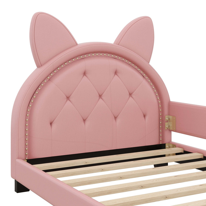Twin Padded Daybed With Cartoon Ear-Shaped Headboard