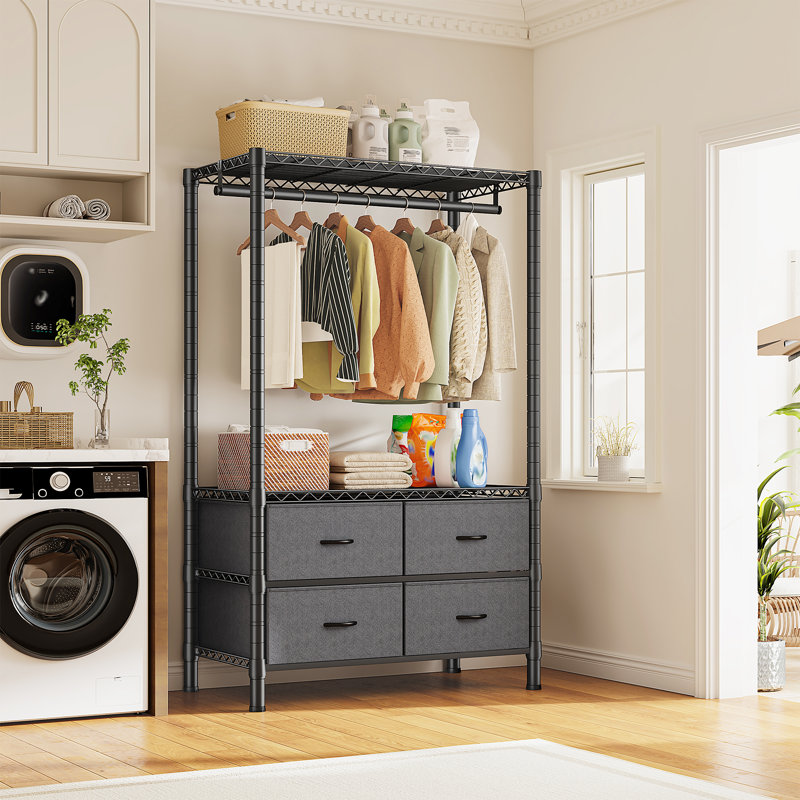 Rangement pour garde-robe à suspendre avec tiroirs EnHomee H 71 po x l 35,8 po x P 15,7 po, Gris / noir