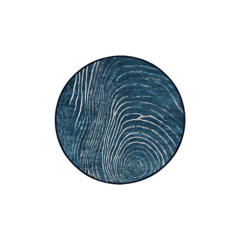Machine Washable Gray Area Rug, Round 5'