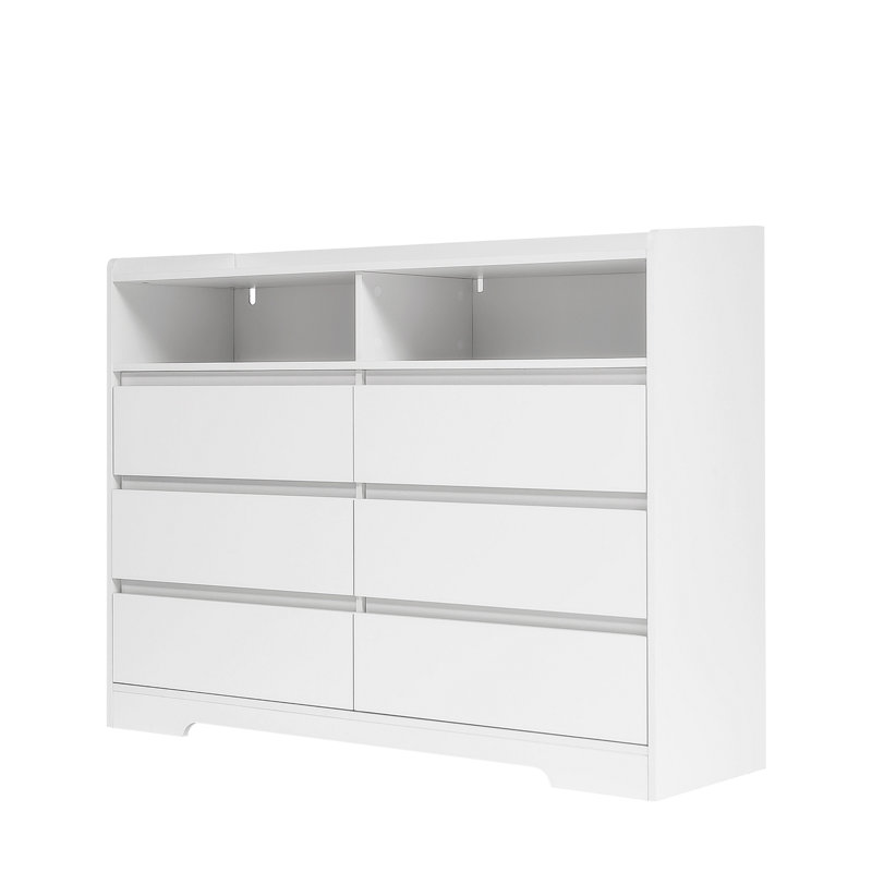 Console Kebria de 51,29 po, armoire d'appoint blanche à DEL, commode blanche