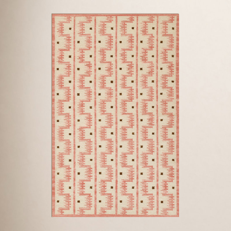 Tapis géométrique en laine et en coton tissé à la main Freya, Rectangle de 5 pi x 8 pi