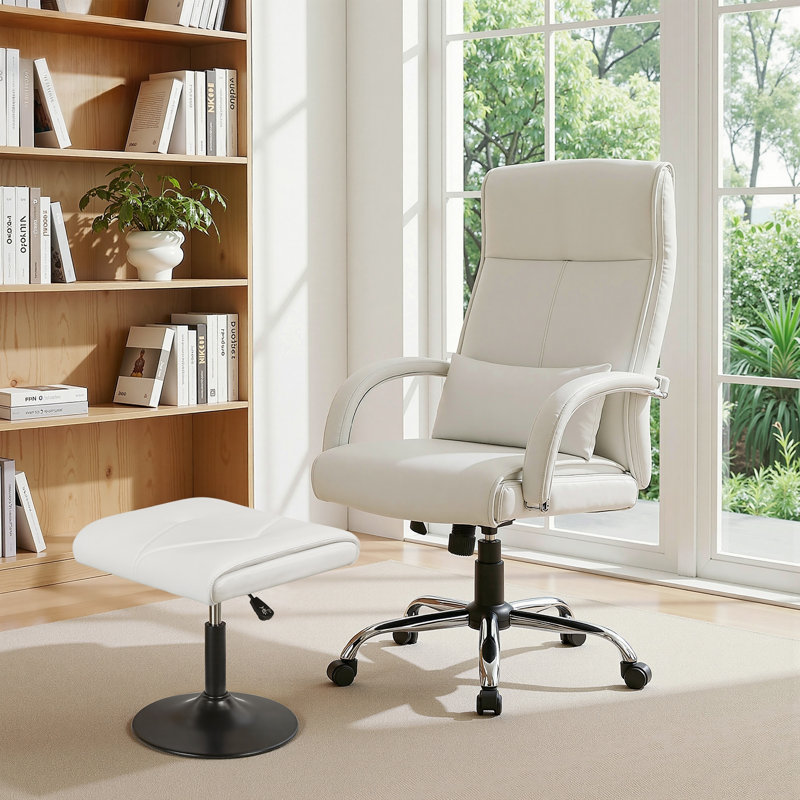 Tabouret de repose-pieds rembourré à hauteur ajustable, tabouret pivotant en cuir de polyuréthane, tabouret de meuble-lavabo sous le bureau et le repose-pieds pour bureau, salon et meuble-lavabo