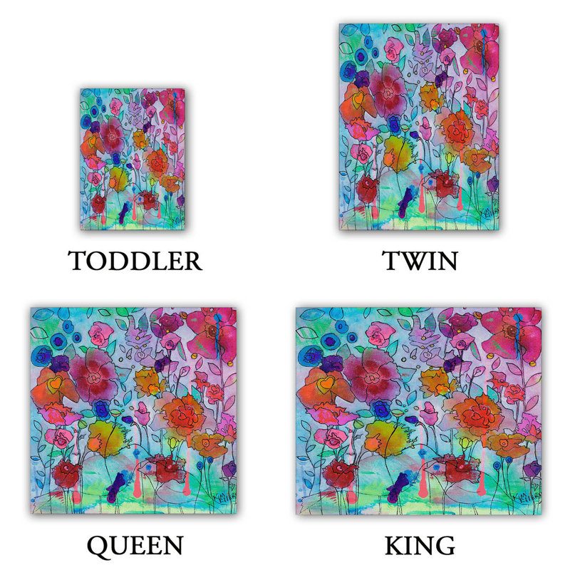 Polyester Floral Duvet Cover, 1 Queen Duvet Cover + 2 Standard Shams