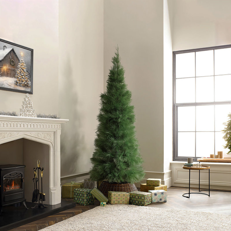 Holiday Slim Artificial Pampas Grass Tree in Green, 6'