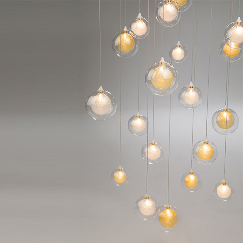 37 - Light Pendant, Clear/Gold