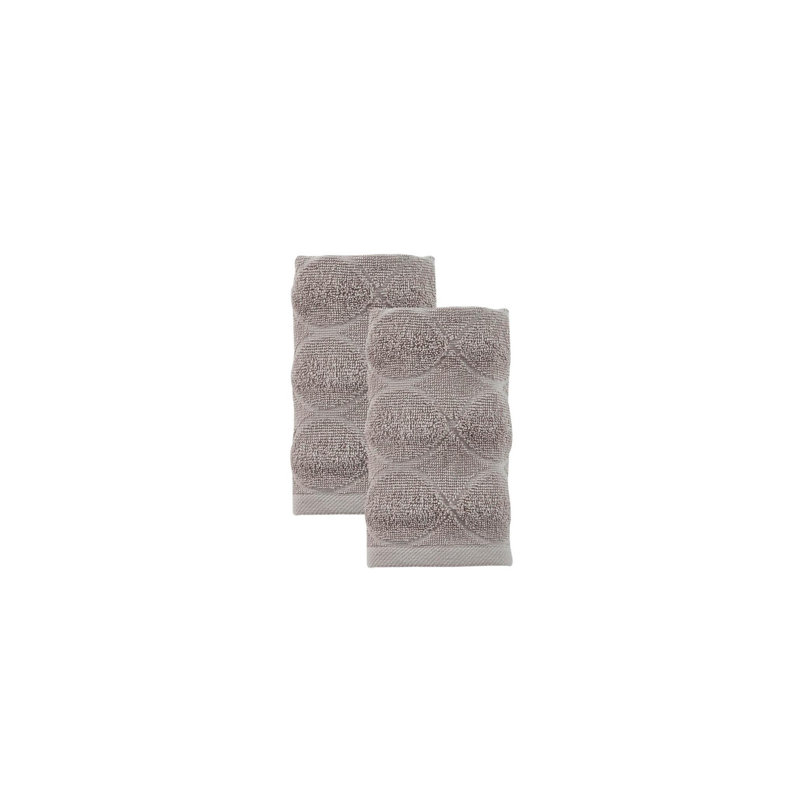 Ensemble de deux serviettes de toilette géométriques en coton turc brun clair, 40 x 75 cm
