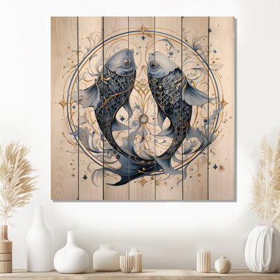 Signe du zodiaque Jayron Pisces - impression sans cadre sur bois