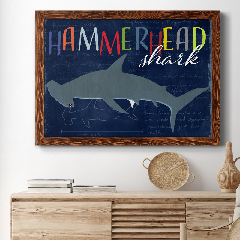 " Hammerhead Shark " Painting Print, 37.5" H x 27.5" W x 1.5" D, Maple
