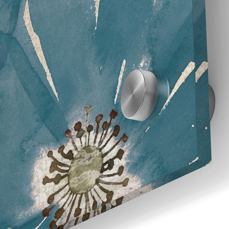 Art mural en verre acrylique «Blue and Gold Poppies I» par Studio W, H 36 po x l 36 po x P 0,2 po