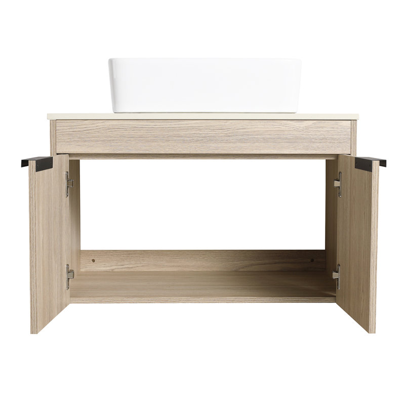 Meuble-lavabo mural simple avec meuble-lavabo en pierre frittée 29,5 po Bowdens