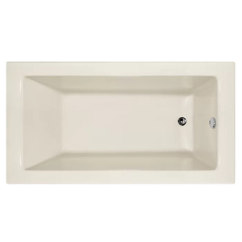 Sydney 72'' L Soaking Bathtub, Bone, Right, Polished Chrome