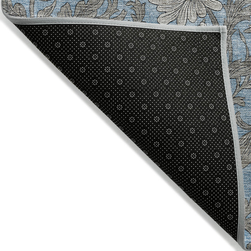 Tapis d'intérieur lavable à motif floral gris 3 pi x 5 pi