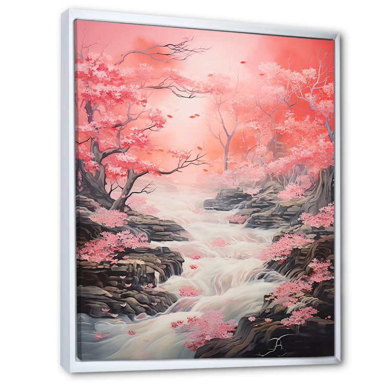«Japon River Rippling Reality» sur impression sur toile, H 32 po x l 24 po x P 1 po, Cadre flottant blanc