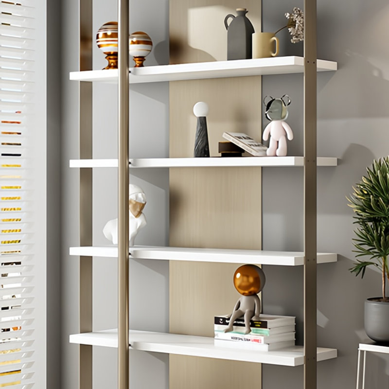 Bibliothèque légère de luxe, (5 tablettes) H 78,7 po x l 47,2 po x P 11,8 po, Brun / Blanc