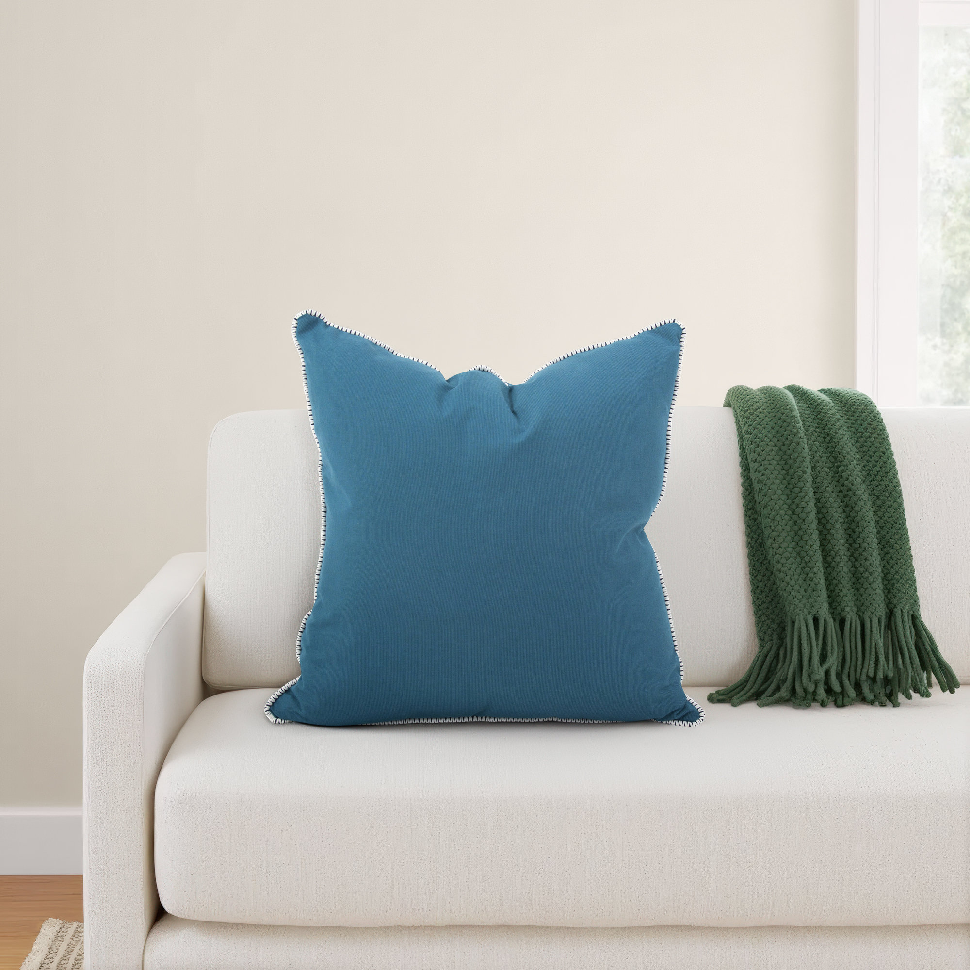 Delijah Sunbrella® Indoor/Outdoor Throw Pillow, Seascape Turquoise, 24" x 24"