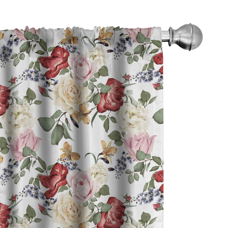 Shabby Floral Semi-Sheer Rod Pocket Curtain Panels, 28" x 63"