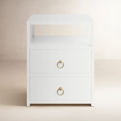 Elin 2-Drawer Acacia Nightstand