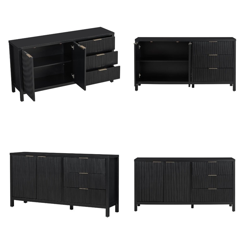 Buffet 60 "à motif de vagues - rangement minimaliste avec une touche organique