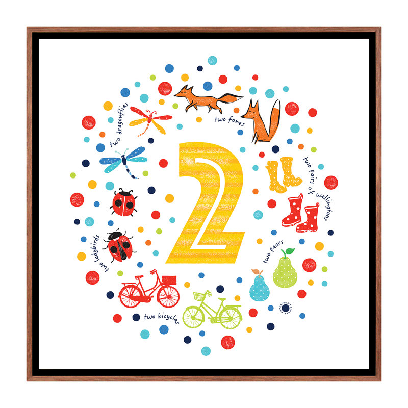 2 - Impression d'art graphique, Toile avec cadre brun, Pas de tapis, H 18 po x l 18 po x 1,5 po