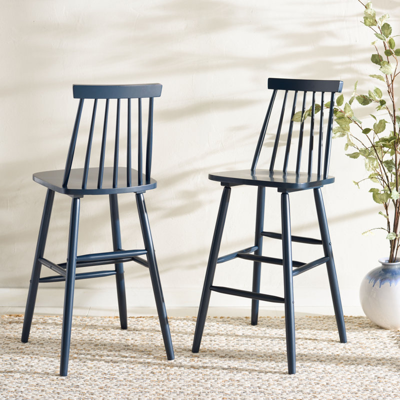 Birdia Solid Wood Counter Stool, Bar Stool (30.08" Seat Height), Navy