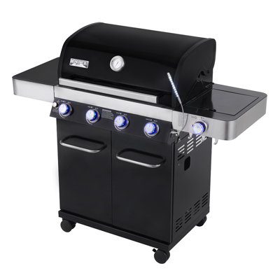 Monument Grills 13892,4-Burner Propane Gas Grill with Side Burner, LED Controls, USB Light, and Built-In Thermometer– Perfect for Family BBQs
