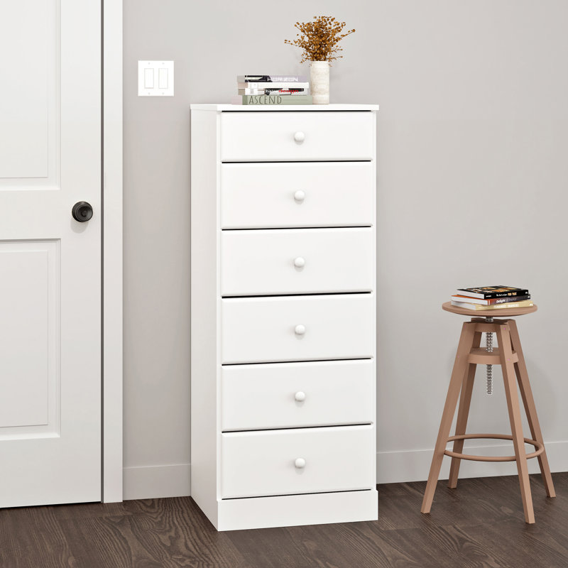 Astrid Simplistic 6 Drawer 19.75"W x 50"H x 16.5"D Lingerie Chest, White