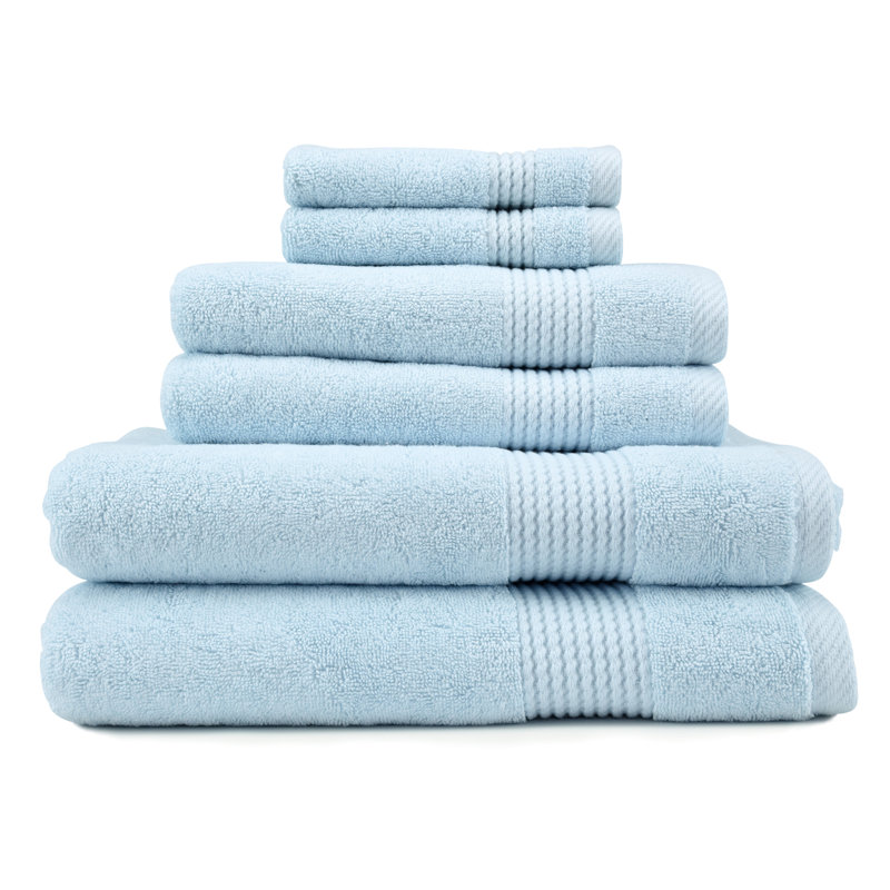 Adlena 6 Piece Turkish Cotton Towel Set, Ice Blue