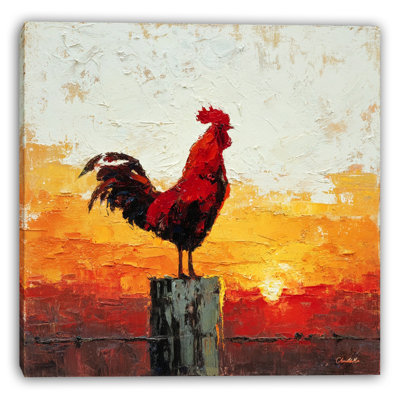Morning Rooster Wrapped Canvas Wall Art