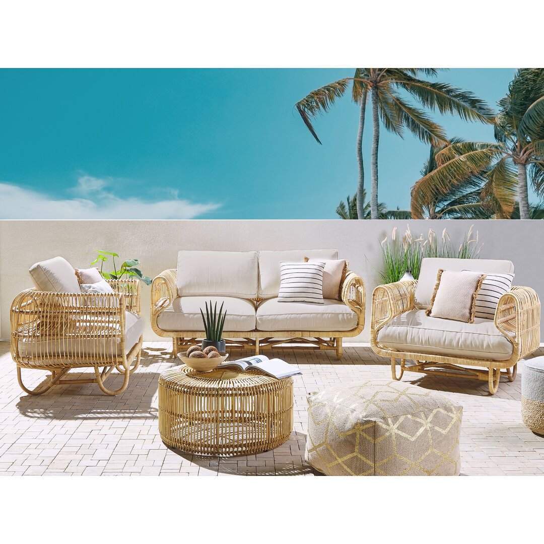 4-Sitzer Lounge-Set Leocadia aus Rattan