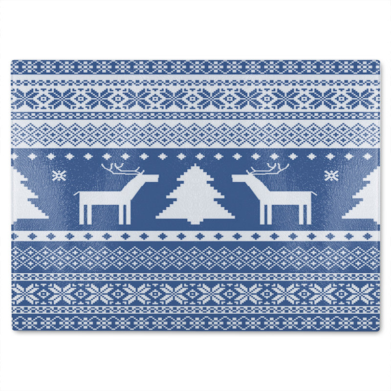 Knitted Ornamental Pattern Dining Glass Chopping Board