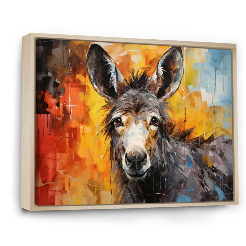 «Grey Donkey Gentle Companion Collage», reproduction sur toile, H 30 po x l 40 po x P 1,5 po, Cadre naturel flottant